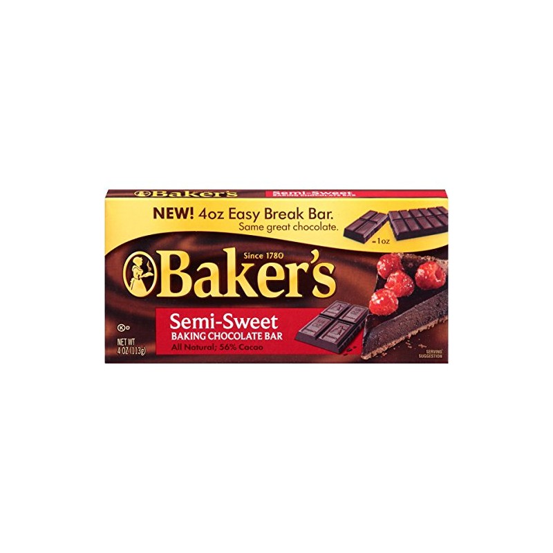 Baker's Semi-Sweet Chocolate Baking Bar 4 OZ (Pack of 24)