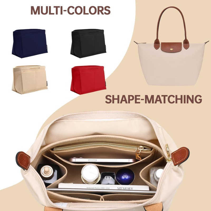 OPPOSHE Purse Organizer Insert for Longchamp Le Pliage, Premium Felt