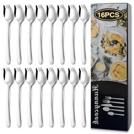 Hunnycook 16-Pack Sporks 7.1 Inch Sporks Stainless Steel Metal Spork Set Stainless Stee