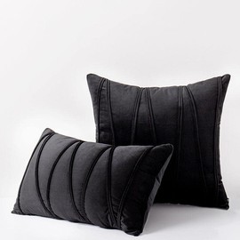 Hyper Cover Velvet Cushion Cover with Bandage Stripes Design (Black, 50x50 cm) - Elegant Home Décor Product for Room Decor, Perfect for Couch and Boho Home Decor Throw Pillow Covers