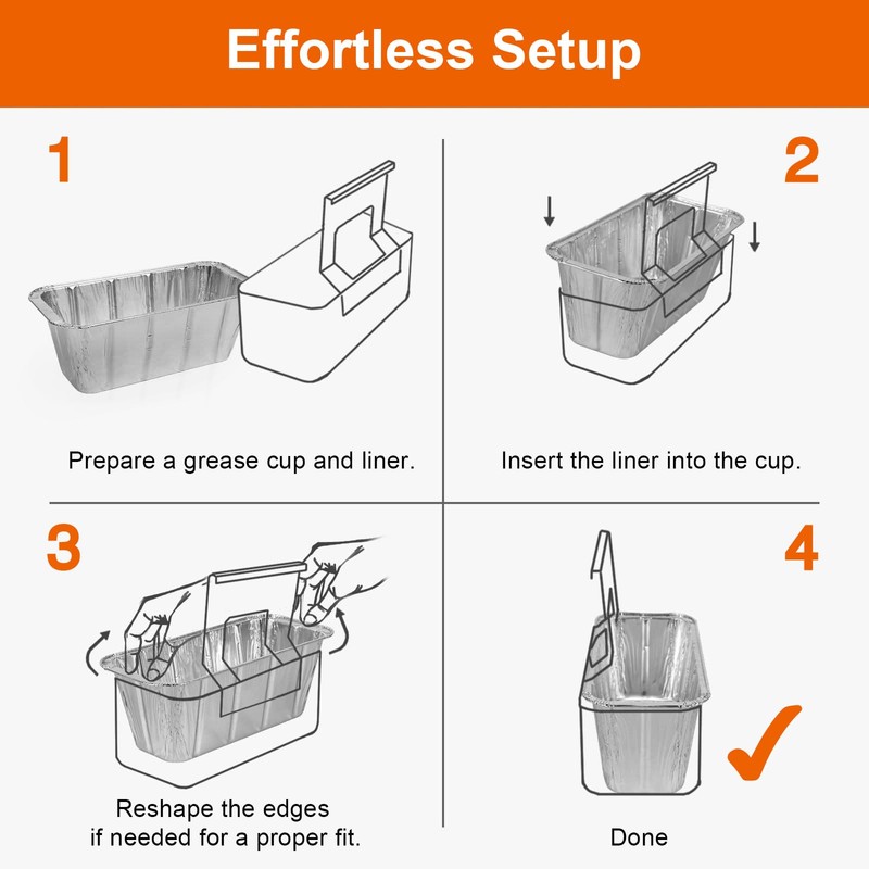 GrillChef 50-Pack Blackstone Griddle Accessories Grease Cup Liners, Drip Pan