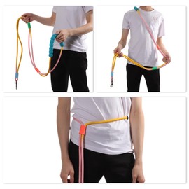 CAPASTEC Hands Free Dog Lead, Adjustable Crossbody Waist Lead, Jogging Lead, Dog Training Lead, with Explosion-proof Sponge Handle, Yellow Pink Blue