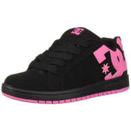 DC Unisex-Child Court Graffik Youth Skate Shoe, Black/Pink, 11.5 Big Kid
