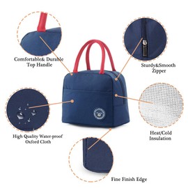 Lunch Bag Insulated Lunch Bags for Women,Lunch Cool Bag Adults Water-Resistant Thermal Leak-Proof Lunch Organizer for Children Men Work Picnic (Blue)