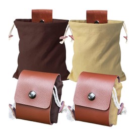 Molyorch Pack of 2 Foldable Belt Bag, Bushcraft Bag Made of Canvas, Foldable Canvas PU Leather, Specially for Outdoor Camping, Picnics and Leisure in the Garden, Brown, khaki, No