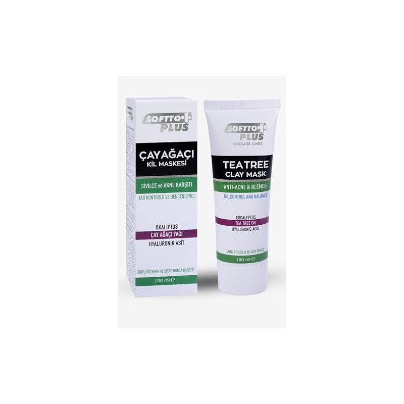 Softto+Plus Tea Tree Clay Mask Anti-Acne Face Mask Against Acne