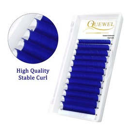 QUEWEL QUEWEL Easy Fan Volume Lashes 0.07 D Curl Blue Volume Eyelash Extensions 9-16mm Mixed Lash Tray Color Lashes Extension Self Fanning (Blue 0.07 D 9-16mm)