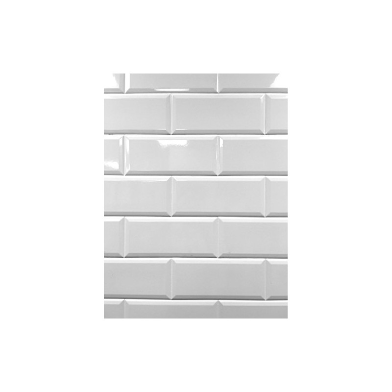 4x10 White Glossy Finish Beveled Ceramic Subway Tile Shower Walls