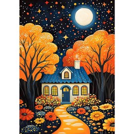 MXJSUA DIY Starry Night Diamond Painting Kits for Adults, Village Diamond Gem Art Painting for Beginners, Diamond Picture with Full Round Drill Dots Craft Set Gift, 12 * 16 Inch