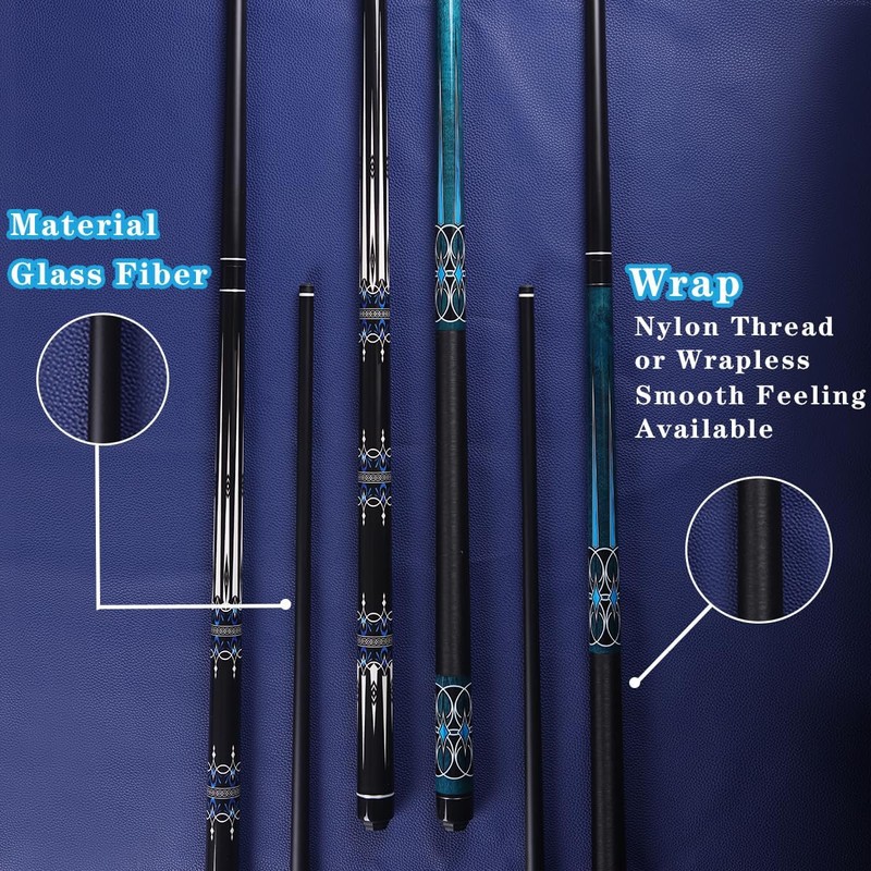 Glass Fiber Pool Cue, 2-Pieces Pool Cue Stick - 58"