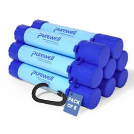 Purewell Outdoor Water Filter - 0.01μm Ultra Fine Filter Removes 99.99% Bacteria & Heavy Metals | 1500 Litre Filter Capacity | Portable Drinking Water Filter with Carabiner for Survival & Outdoor