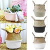 Foldable Storage Baskets Laundry Straw Patchwork Home Seagrass Belly Garden