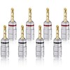 Cleqee 8pcs 24K Gold Plated Banana Plug Screw-in Solderless Terminal