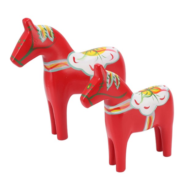 Tonysa 1 Pair Swedish Wooden Dala Horse Statue Figurine for
