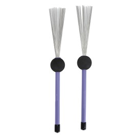 2PCS Drum Brushes High Carbon Steel Wire Brush Retractable Drumstick Brush Set for Percussion Instrument Purple