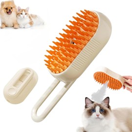 Cloud Care Cat Brush, 2024 Best Cat Steam Brush,Defur Comb for Cats,3-in-1 Self-Cleaning Cat Brush with 360° Rotating Arm, Detachable Silicone Bristle Head(Brown)
