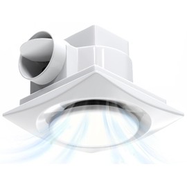 Nalle Ventilation Fans Bathroom Exhaust Fan with Light 12 inch Panel 6000K 18W Round LED 110 CFM 1.0 Sones 4 Inch Duct,110V Ceiling Mount Exhaust Fan for Shower,Bathroom,Office,Home (YFL-250)