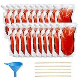 Plastic Flasks Hidden Flask Reusable Cruise Drink Pouches Kit for Liquor for Men or Women Sneak Alcohol Flask Juice Travel Plastic Bags with Funnel 8OZ 20PCS