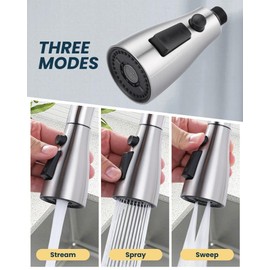 ARCORA Kitchen Faucet Spray Head Brushed Nickel, 3-Function Kitchen Sink Spray Nozzle with 9 Adapters, Kitchen Faucet Head Replacement Compatible with Moen, Delta, American Standard Faucets