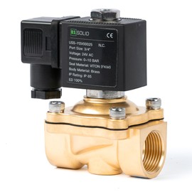 U.S. Solid Solenoid Valve Brass Solenoid Valve G 3/4 Inch 24 V AC Normally Closed NC 0-10 Bar, Valve Electric for Water Air Diesel Kerosene Petrol
