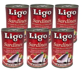 Sardines in Tomato Sauce with Chili Added (Spicy) - 5.5oz [Pack of 6] by Ligo