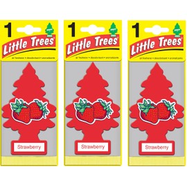 LITTLE TREES - Ambientador de coche | Árbol de papel colgante para el hogar o el coche | Fresa | Paquete de 3