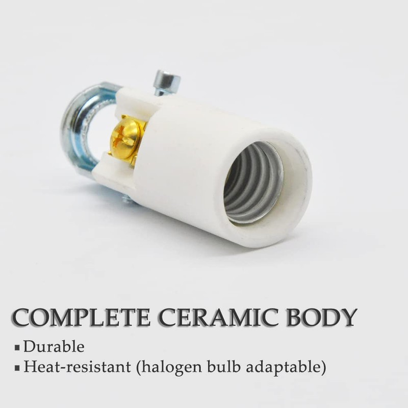 E12 Ceramic Candelabra Socket,E12 Light Bulb Socket with Pipe Fixing