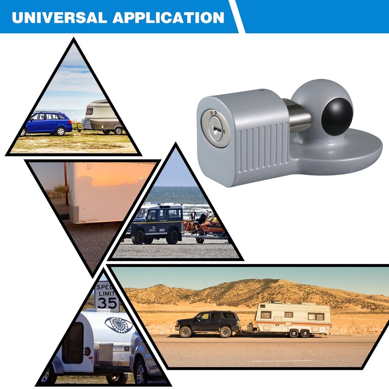 TOPSHINE Trailer Hitch Lock Anti-Theft, Fits 1-7/8", 2", and 2-5/16"