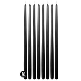 Hyoola Tall Taper Candles - 20 Inch Black Unscented Dripless Taper Candles - 18 Hour Burn Time - 8 Pack