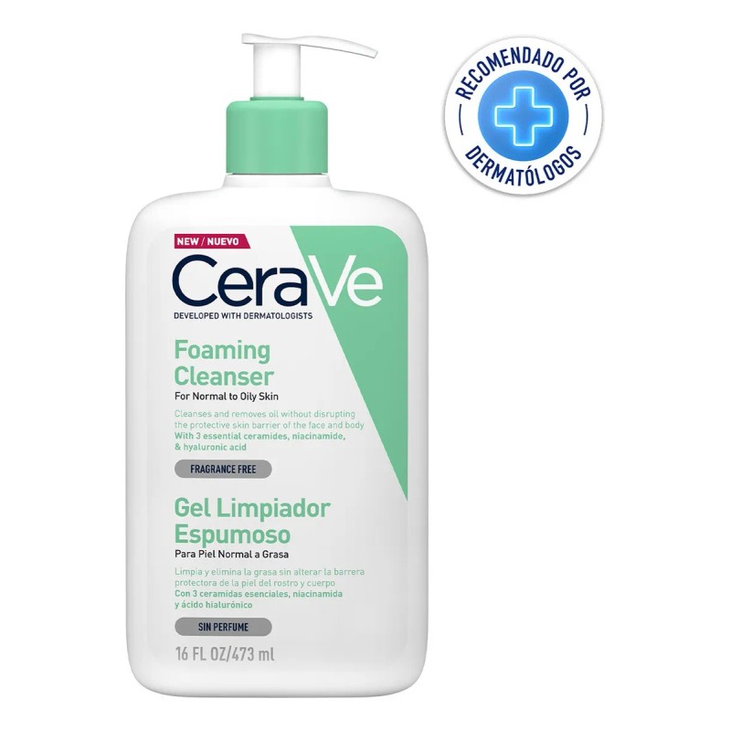 Gel Cerave Limpiador Espumoso Piel Normal Grasa 473
