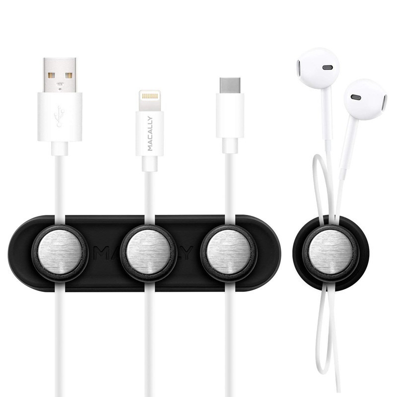 Macally CABLEHOLDMAG Magnetic Cable Holder, Black