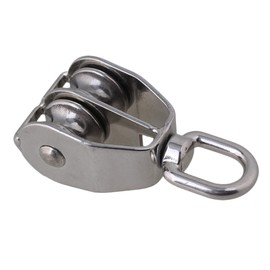 CNBTR M25 Silver 304 Stainless Steel 25mm Swivel Double Pulley Block Chain Traction Wheel