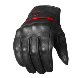 Jackets 4 Bikes Men's Premium Leather Street Motorcycle Protective Cruiser Biker Gel Gloves BlackRed L