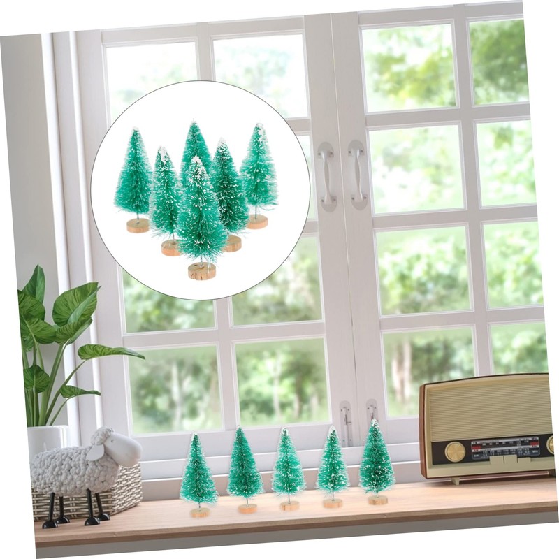 WOONEKY Realistic Mini Christmas Tree 12 Pcs Set Blue Green