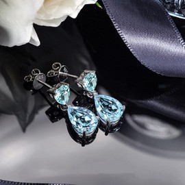JIANGXIN Heart Teardrop Shaped Earrings, 925 Silver, Birthstone, Women's, Dangling, Elegant, Dangling, Office, Female, Deluxe, Simple, Stylish, Popular, Gift, Stud Earrings, Birthday Present, Sterling