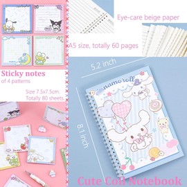 Cinnamoroll School Supplies Set, Kawaii Cute Stationery Gift Set Including Gel Pens, Notebook,Pen Case,Stickers,Pins Badge,Lanyard,Sticky Note,Bookmark, Perfect Birthday School Season Gifts for Kids