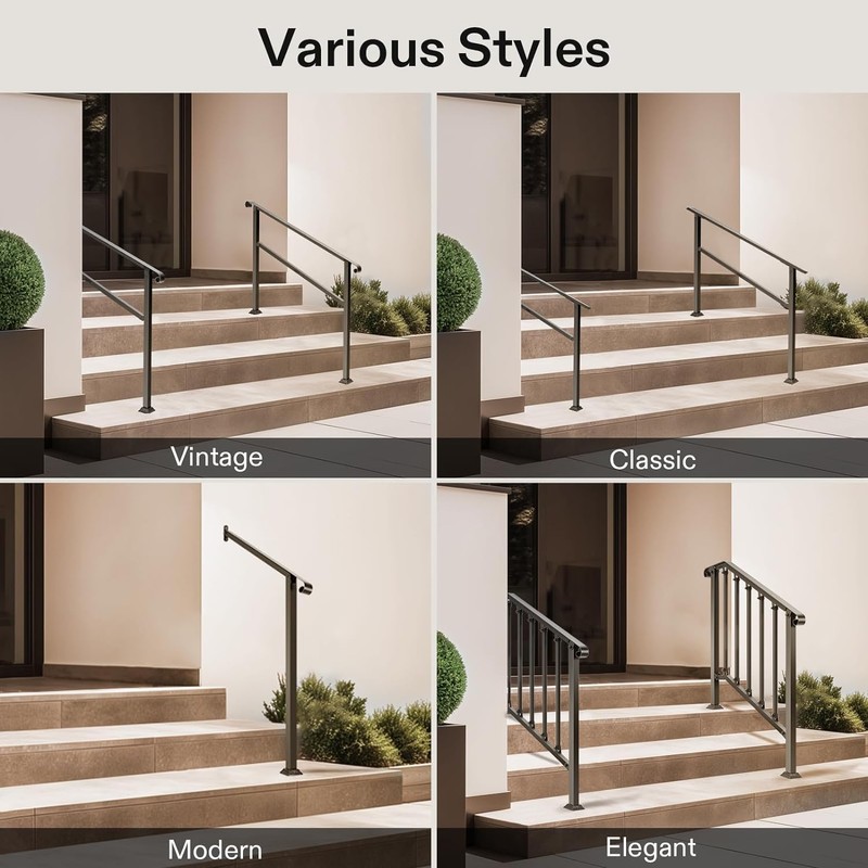 VIVOSUN Outdoor Handrail, 3 Step Stair Handrail, 40" x 36"