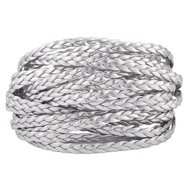 GORGECRAFT 5m Metallic Braided Leather Cord String Rope Folded 5mm Silver Flat PU Leather Rope with 3 strands Leatherette Braiding String Thread for DIY Crafts Bracelet Necklace Jewelry Making
