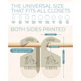 HIPPOTALE Baby Clothes Dividers For Closet - Wooden Baby Clothes Organizer Dividers for Boy & Girl, 8 Baby Closet Dividers by Size - Ideal Clothing Organizers