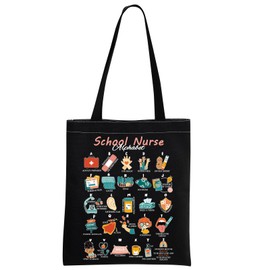 MNIGIU School Nurse Tote Bag School Nurse Appreciation Gift School Nurse Graduation Gift School Nurse Alphabet Tote Bag (Black)
