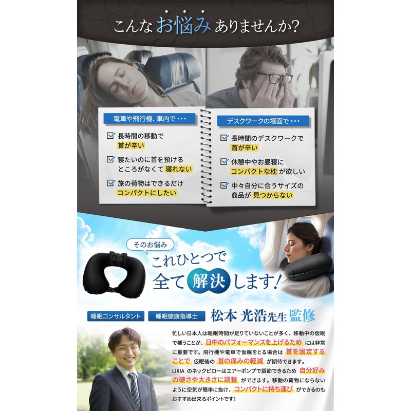 LIXIA Neck Pillow, Ultra Lightweight, Compact, Includes Headrest, Airplane Neck
