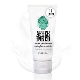 After Inked Tattoo Aftercare Lotion – Moisturizing Balm for Inked Skin, As Seen on INK MASTER – Hydrating Cream with Grape Seed Oil, Skin Nourishment & Daily Maintenance– 3 Fluid oz Tube (12-Pack)