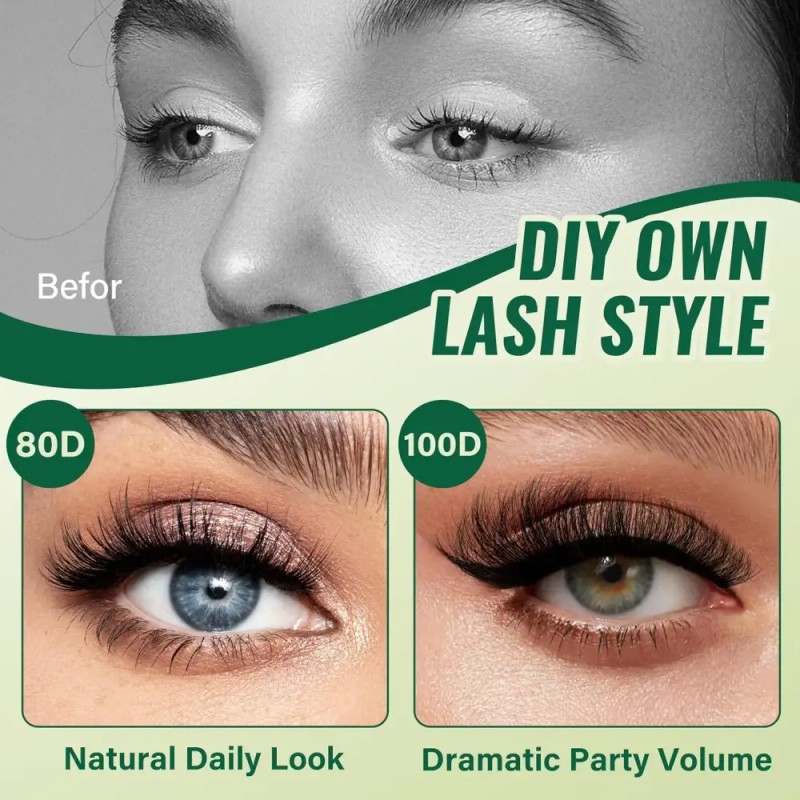 Kiyoulash 키요울래쉬 클러스터 3D 이펙트 속눈썹 280pcs 80D Curl 9-18MIX