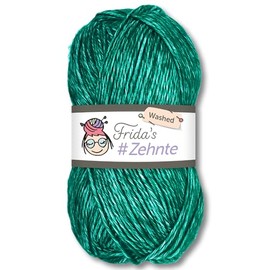 Frida's Wollhaus Frida's 50 g #Tenth Washed Melange Colours Knitting Crochet Wool Yarn 29 Colours (909 | Dark Green)