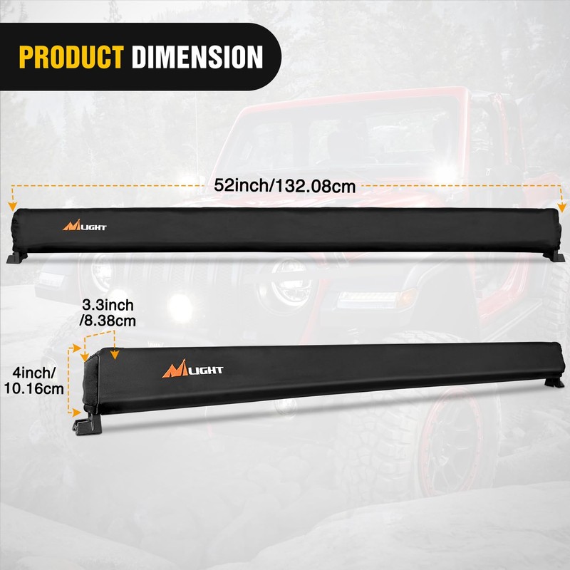 Nilight LED Light Bar Cover 52 Inches Black Nylon Protective