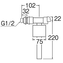 SANEI V530-5X-13 All-Purpose Low Tank Ball Tap, ABS, Multi Type, Water Level Adjustment, Water Saving Effect, Japanese and Western Style