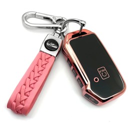 Creativity Suitable for Kia key cover. Beautiful TPU Key Case Compatible with Seltos Soul Telluride Sorento NIRO K5 Cerato Sportage Forte Ceed 4/5 Buttons Smart Remote Key (Pink Combination)