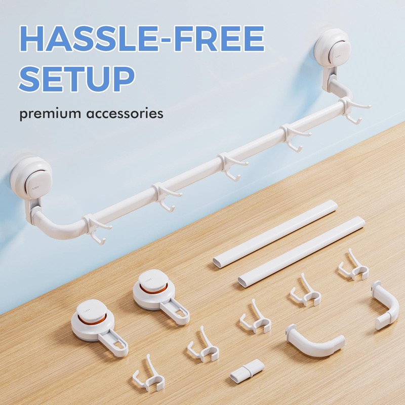 LUXEAR Suction Cup Towel Bar, 24 inches Adjustable Towel Rack