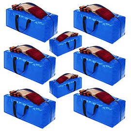 Moving Bags, Storage Totes, Extra Large Storage Bags for Moving Supplies, College Dorm Essentials, Bedroom Closet, Packing Bags with Backpack Handles Zipper Compatible with IKEA Frakta Cart（8 Pack）