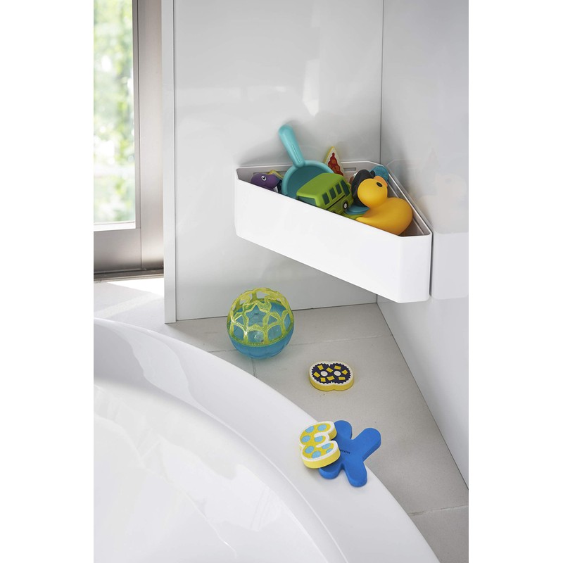 Yamazaki 4264 Magnetic Bathroom Corner Toy Rack, White, Approx. 13.0